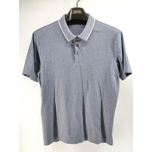 Theory Polo Shirt Mens Large Pullover Striped Golf Casual Gray‎